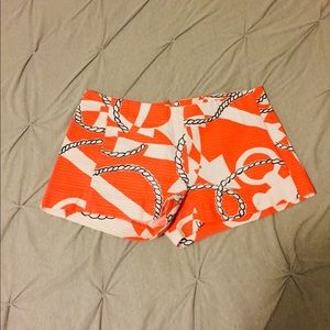 Lilly Pulitzer orange and navy nautical shorts